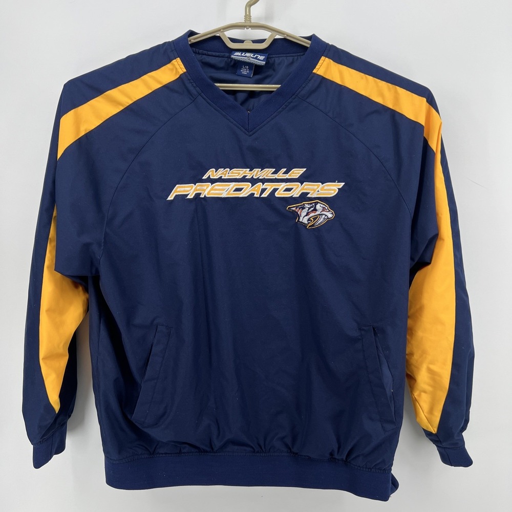 Nashville Predators Blueline Windbreak Pullover Large NHL Hockey Blue Yellow